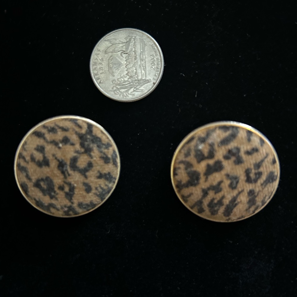 Vintage Leopard Button Clip Earrings